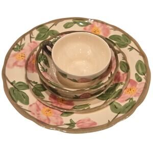 Franciscan Desert Rose Dinnerware Set Teacup Saucer Bowl Salad and Dinner Plate